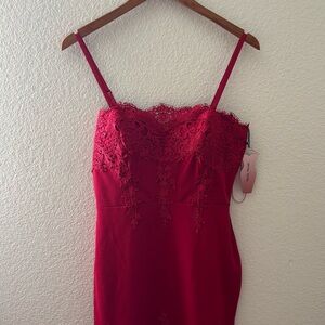 Haute Monde Red Lace Backless Dress
